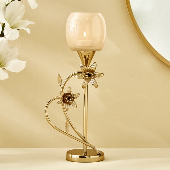 Windflower Fabio Aluminium and Glass Pedestal Candle Holder - Large