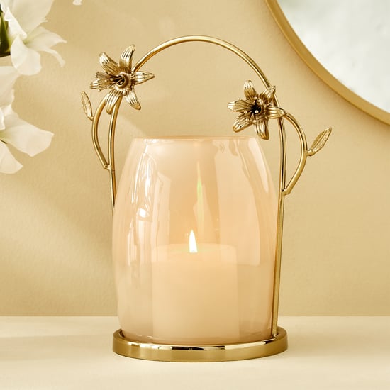 Windflower Fabio Aluminium and Glass Floral Candle Holder