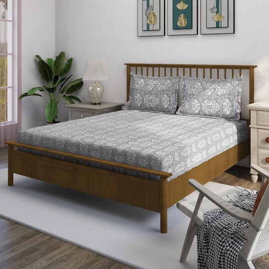 SWAYAM Ananda Cotton Printed 210TC 3Pcs Super King Bedsheet Set