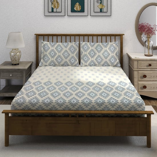 SWAYAM Ananda Cotton Printed 210TC 3Pcs Super King Bedsheet Set