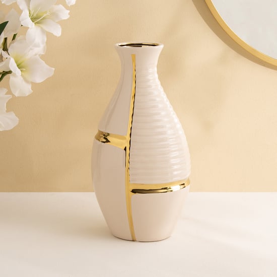 Canova Opt Aviora Ceramic Ribbed Vase - Large