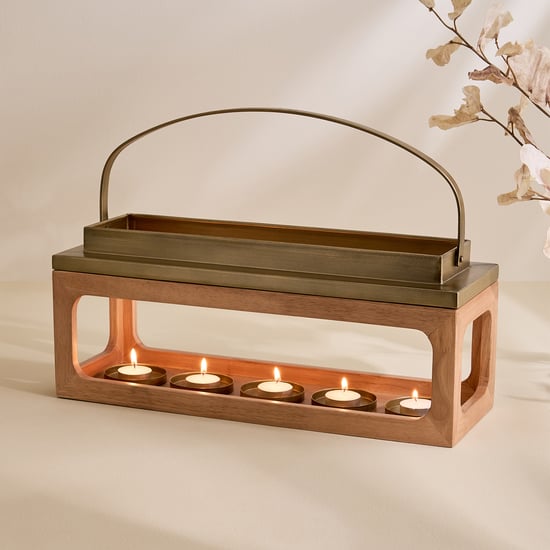 Driftwood Wooden Lantern with T-Light Holder