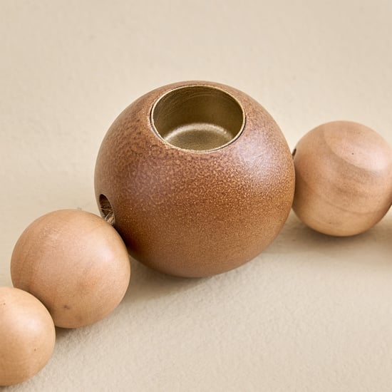 Driftwood Wooden Beaded Taper Candle Holder