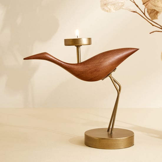 Fawn Wood Bird T-Light Holder