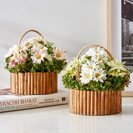 Gloria Floret Natural Dried Flowers with Bamboo Basket