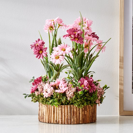 Gloria Floret Natural Dried Flowers with Bamboo Fence