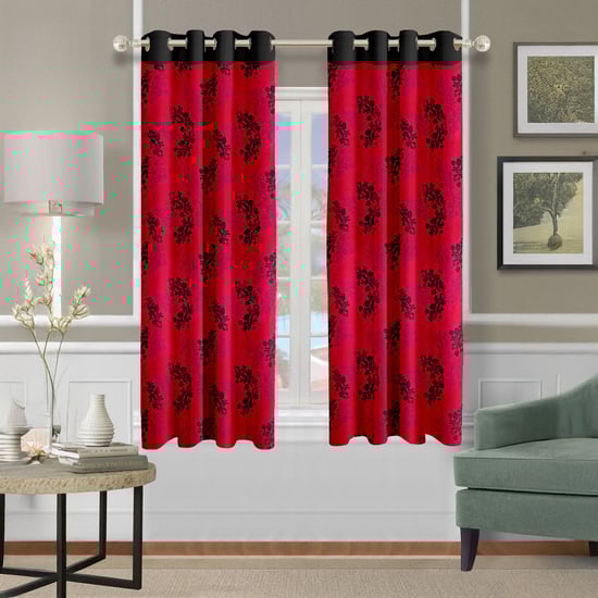 CORTINA Set of 2 Floral Print Light Filtering Window Curtains