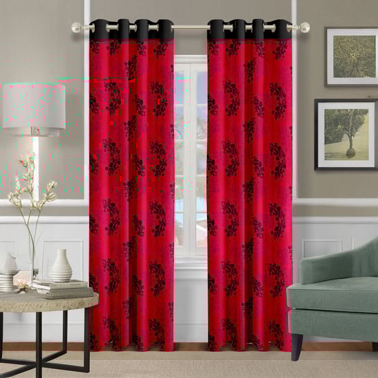 CORTINA Set of 2 Floral Print Light Filtering Door Curtains