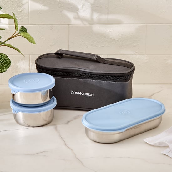 Korobka Taze Set of 3 Stainless Steel Lunch Box with Bag