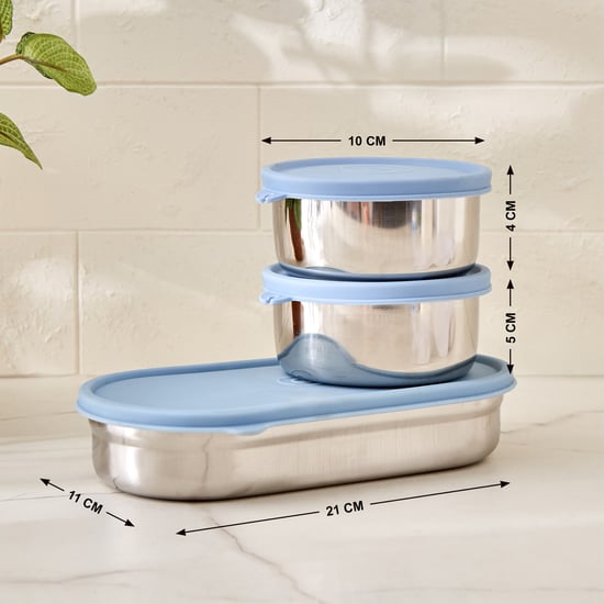 Korobka Taze Set of 3 Stainless Steel Lunch Box with Bag