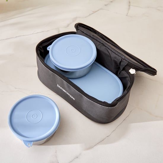 Korobka Taze Set of 3 Stainless Steel Lunch Box with Bag