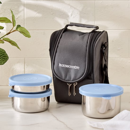 Korobka Taze Set of 3 Stainless Steel Lunch Boxes with Bag