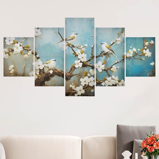 Brezza Set of 5 Canvas Birds and Flowers Picture Frames