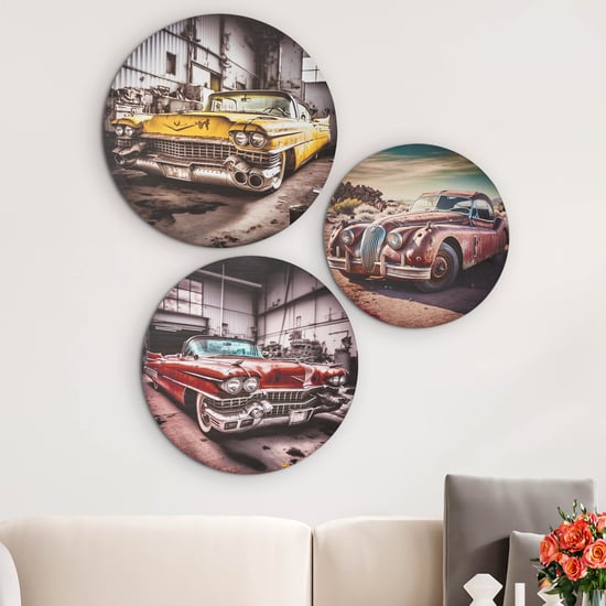 Brezza Set of 3 Canvas Vintage Car Picture Frames