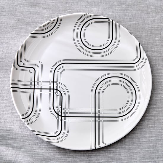 Meadows Monochrome Melamine Printed Dinner Plate - 27cm
