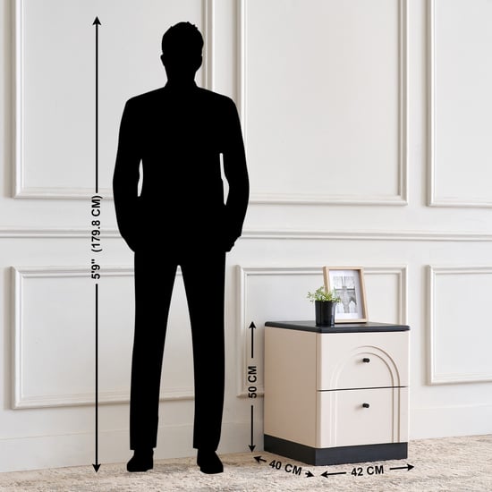 Saga Bedside Table with Drawers - Beige