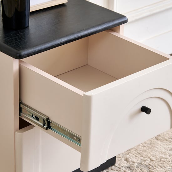 Saga Bedside Table with Drawers - Beige
