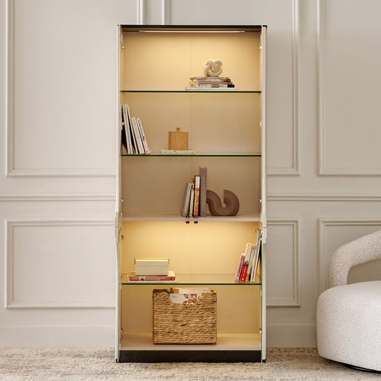 Saga 4-Door Book Cabinet with Shutter - Beige