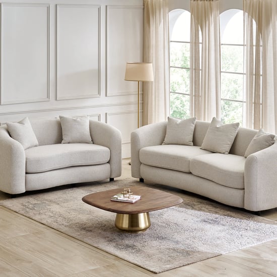 Saga Fabric 3+2 Seater Sofa Set with Cushions - Beige