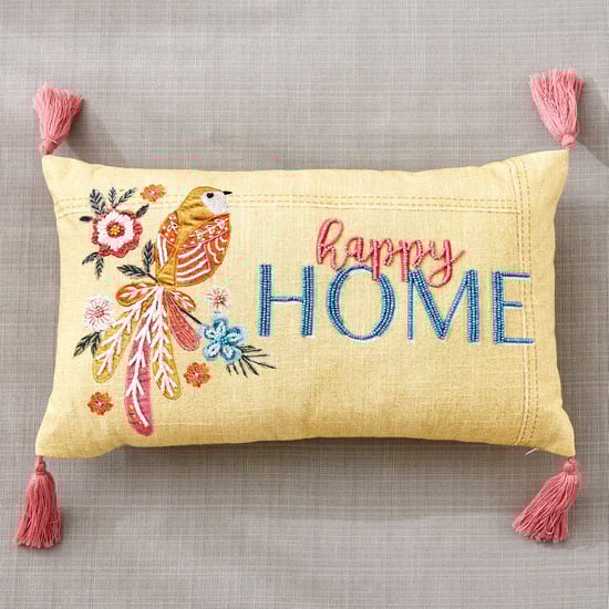 Glance Happy Home Embroidered Filled Cushion - 50x30cm