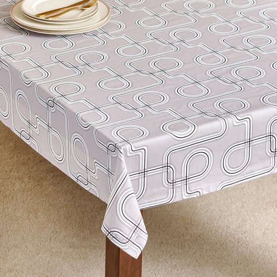 Drake Monochrome Cotton Printed 6-Seater Table Cloth - 200x150cm