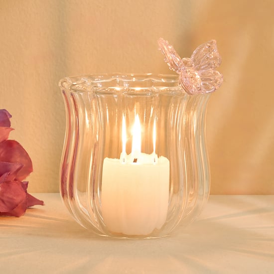 Fiora Darcy Glass Butterfly Votive Candle Holder