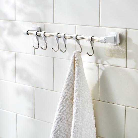 Orion Medallion Adhesive Towel Bar with Hooks