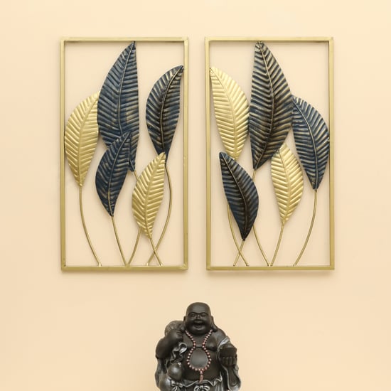 VEDAS Mystical India Set of 2 Metal Leaf Wall Accents