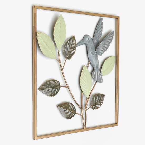 VEDAS Mystical India Metal Bird on Leaf Wall Accent