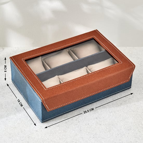 Orion Detroit Faux Leather 6-Compartment Watch Box