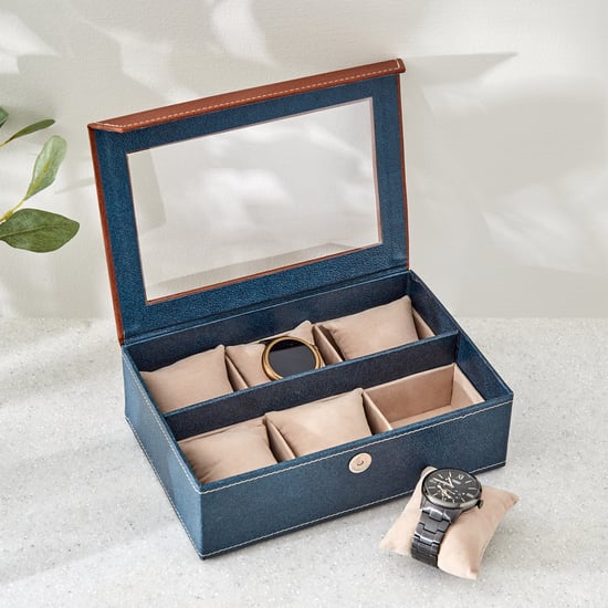 Orion Detroit Faux Leather 6-Compartment Watch Box
