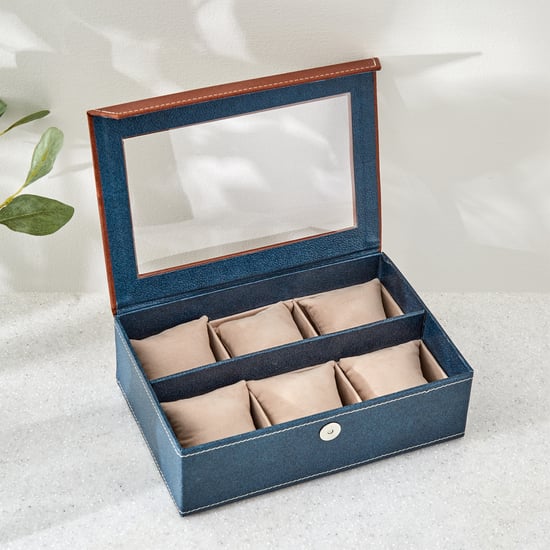 Orion Detroit Faux Leather 6-Compartment Watch Box
