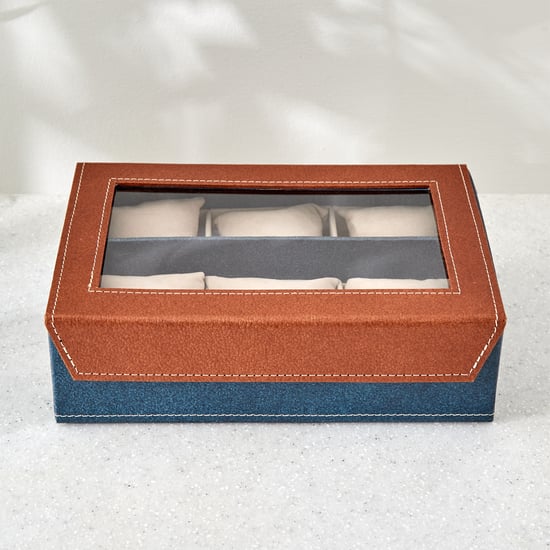 Orion Detroit Faux Leather 6-Compartment Watch Box