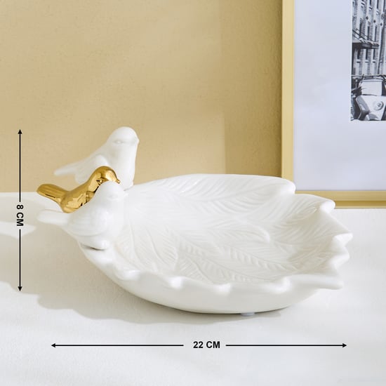 Brighton Rio Ceramic Birds on Leaf Decorative Platter | White