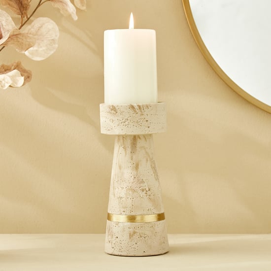 Botanica Travertine Polyresin Candle Holder - Large