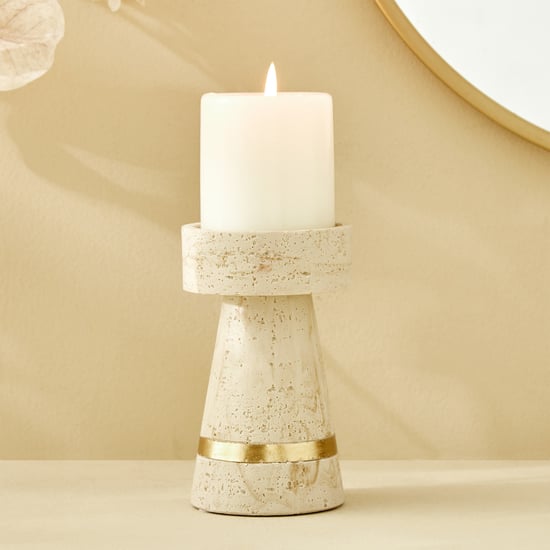 Botanica Travertine Polyresin Candle Holder - Small