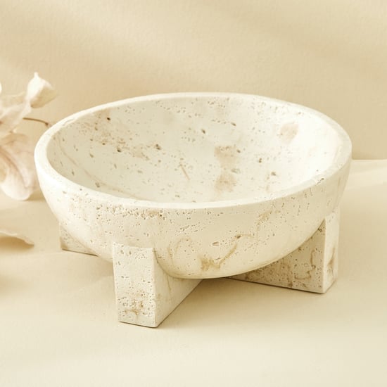 Botanica Travertine Polyresin Decorative Bowl