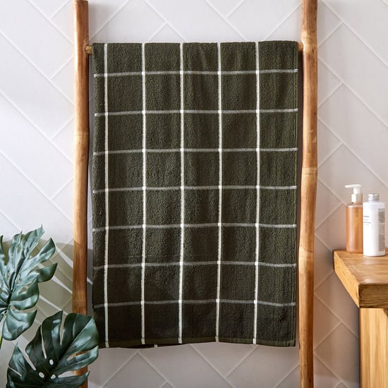 Pacific-Emery Bursa Cotton Checked Bath Towel - 140x70cm
