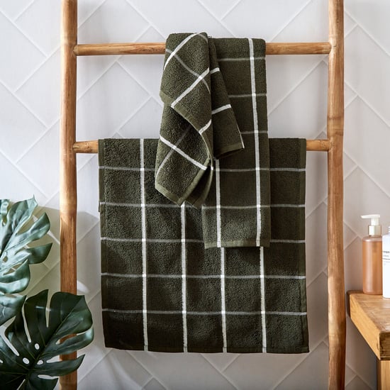 Pacific-Emery Bursa Set of 3 Cotton Checked Hand Towels - 60x40cm