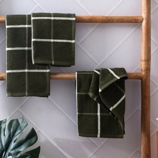 Emery Bursa Set of 4 Cotton Checked Face Towels - 30x30cm