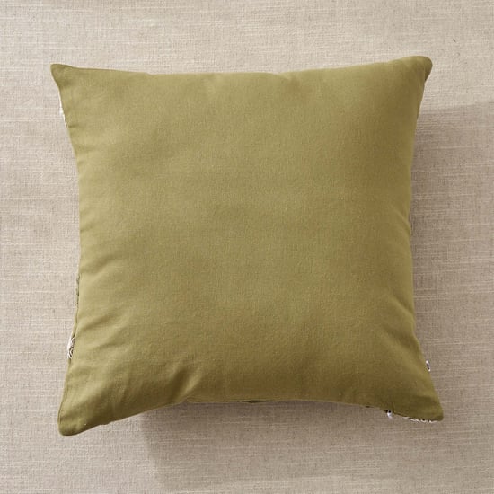 Whales Cord Embroidered Cushion Cover - 40x40cm | Green | Cotton