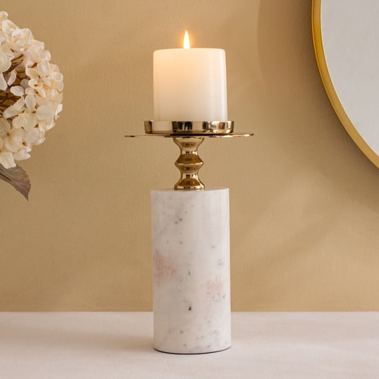 Grantley Opt Onyxia Marble Pillar Candle Holder - Large