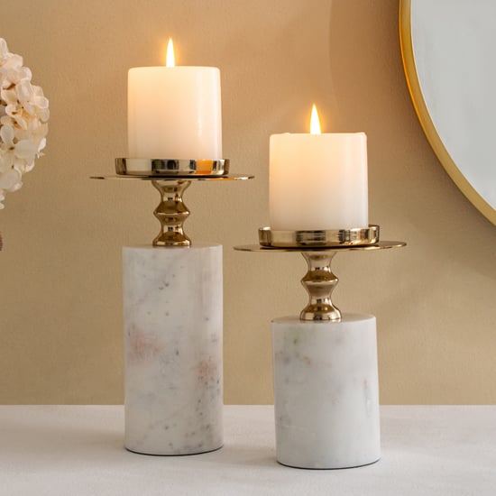 Grantley Opt Onyxia Marble Pillar Candle Holder - Large