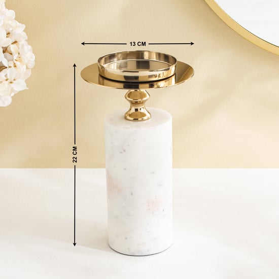 Grantley Opt Onyxia Marble Pillar Candle Holder - Large