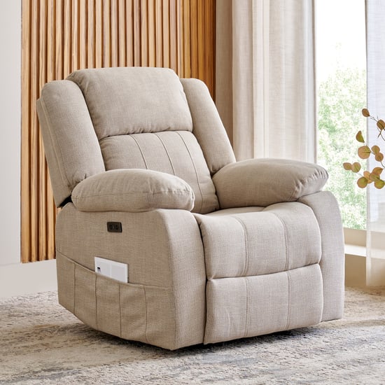 Denver Fabric 1-Seater Electric Recliner - Beige
