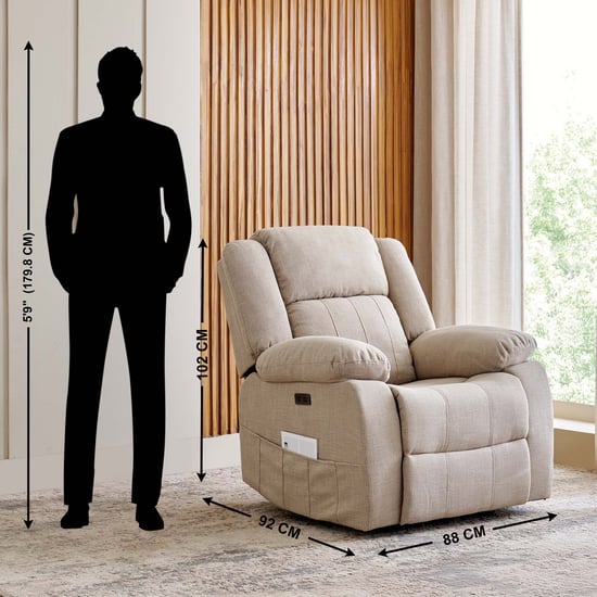 Denver Fabric 1-Seater Electric Recliner - Beige