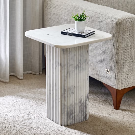 Odessa Marble Top End Table - White
