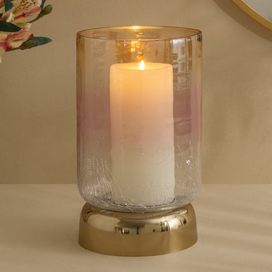 Tamaira Crepe Glass Crackle Hurricane Candle Holder