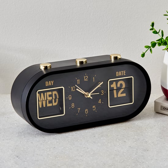 Casablanca Gloss Table Alarm Clock with Day and Date - 20x6x9cm