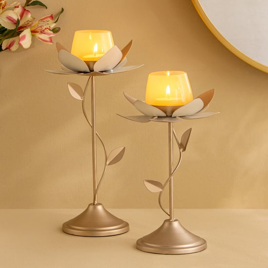 Tamaira Kamal Set of 2 Metal Pedestal T-Light Holders